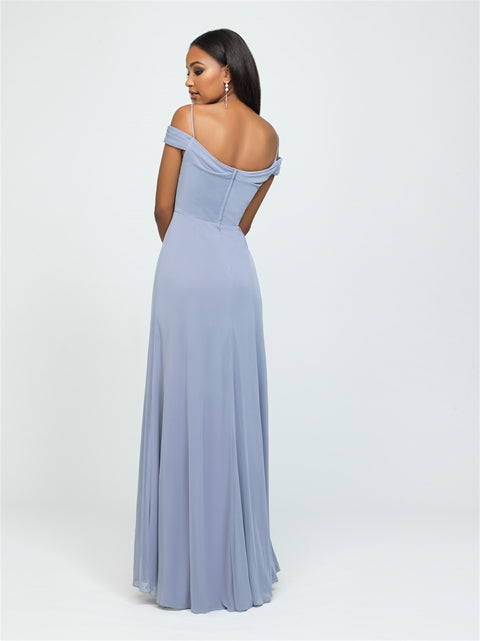 Smoke Gray Off Shoulder Draped Dress – Petals And Promises Prom