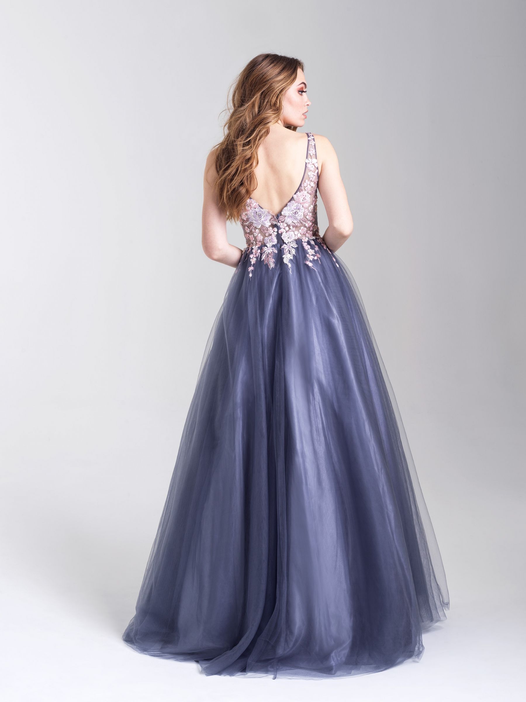 Blush Embroidered Deep V-Neck Ballgown – Petals And Promises Prom