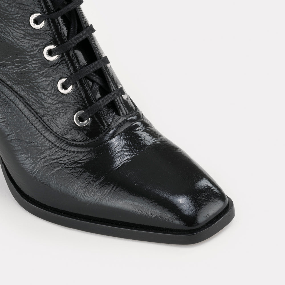 lace up black patent boots