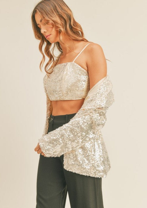 Perlita Ivory Champagne Sequin Top (PLUS)