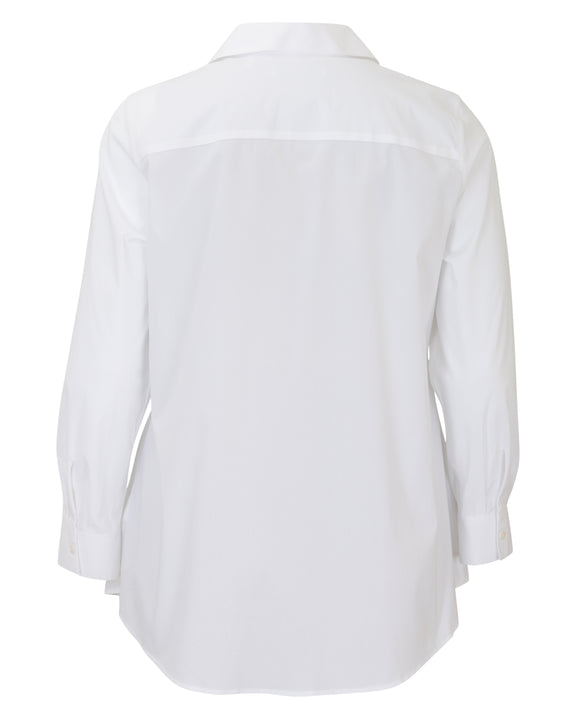 Foxcroft Cecelia Solid Stretch Cotton Fit and Flare Shirt in White