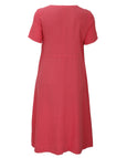 Toni T. Linen V-neck Short Sleeve A-Line Dress in Watermelon