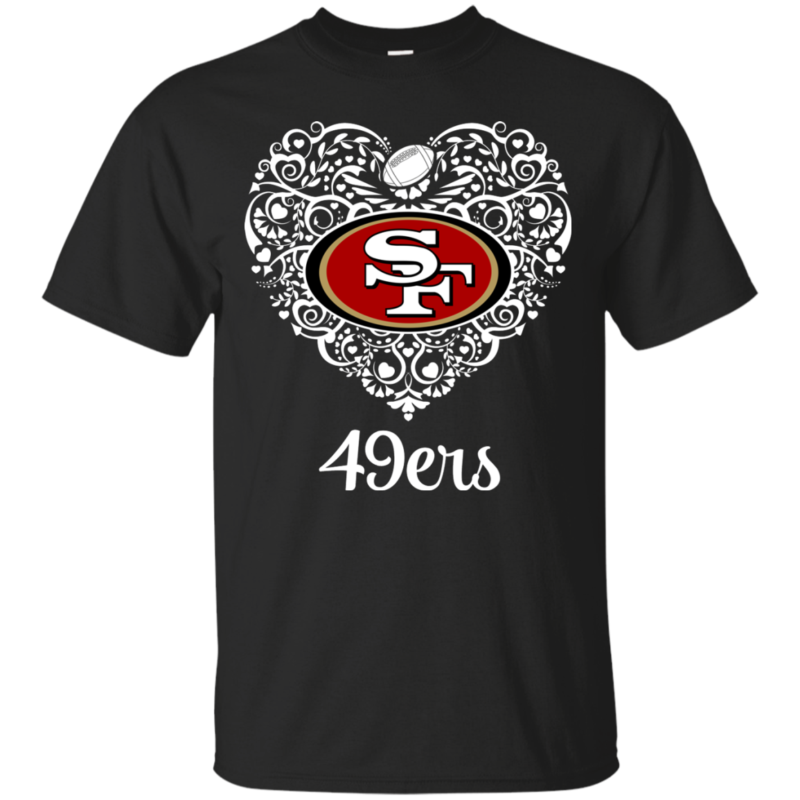 San Francisco 49ers Football - Lace Heart With Logo T-shirt Sweatshirt ...