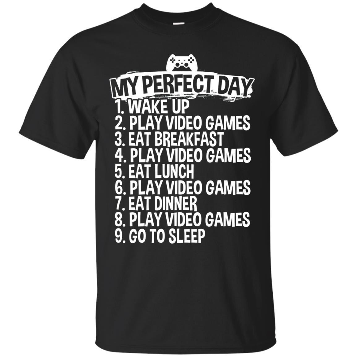 My Perfect Day Play Video Games Tshirt For Gamers T-shirt - Amyna
