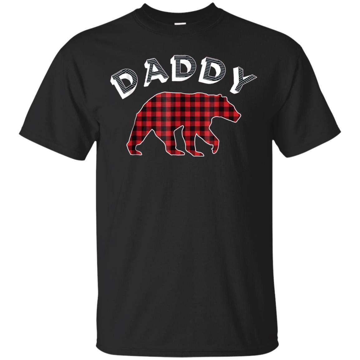 Mens Daddy Bear, Red Checkered Plaid Bear Tshirt For Dad T-shirt - Amyna