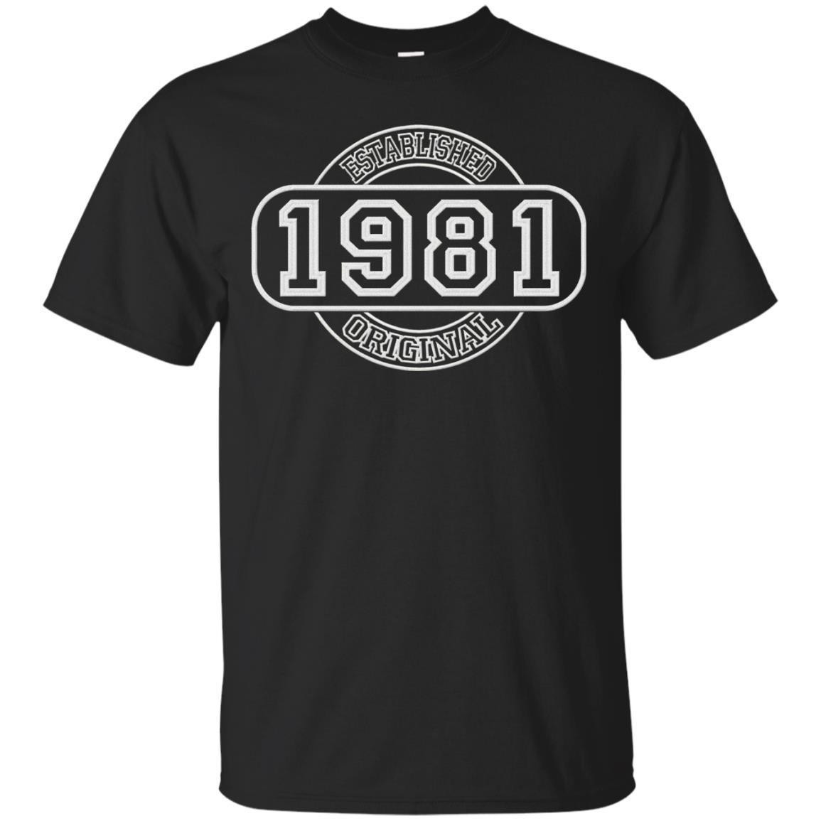 Birthday Established 1981 Original T-shirt - Embroidery Look T-shirt ...