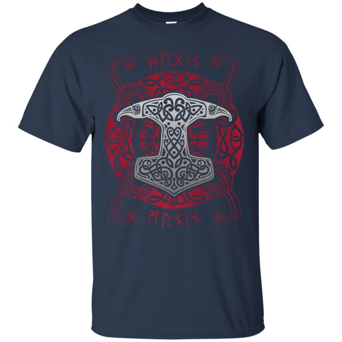 Mens Viking Graphic Tshirt With Thors Hammer Mjolnir T-shirt - Amyna
