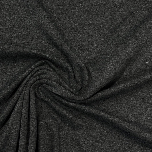 Gray Heather Cotton Rib Knit Fabric - 230 GSM