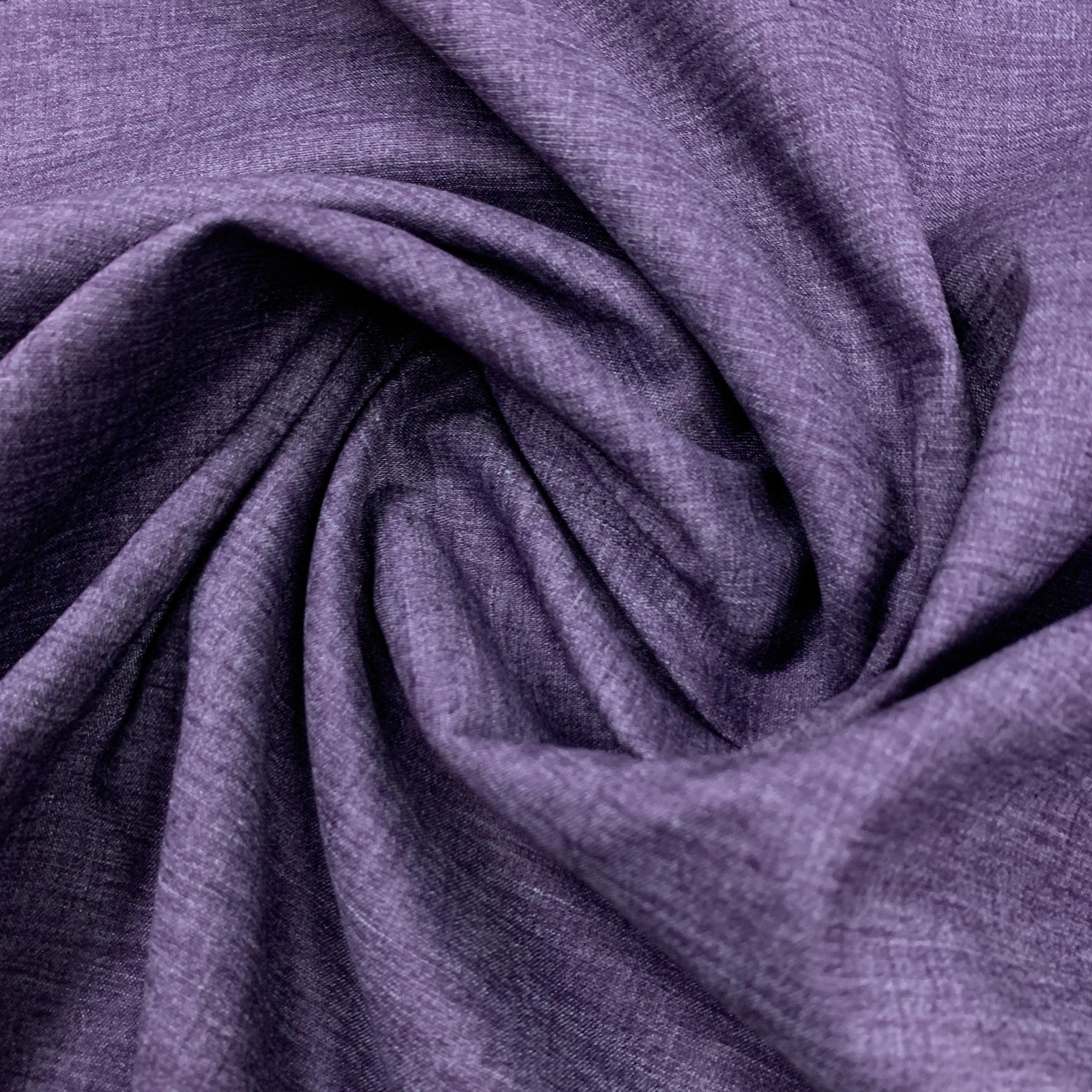 Image of Eggplant Heather Hemp Blend Chambray Fabric