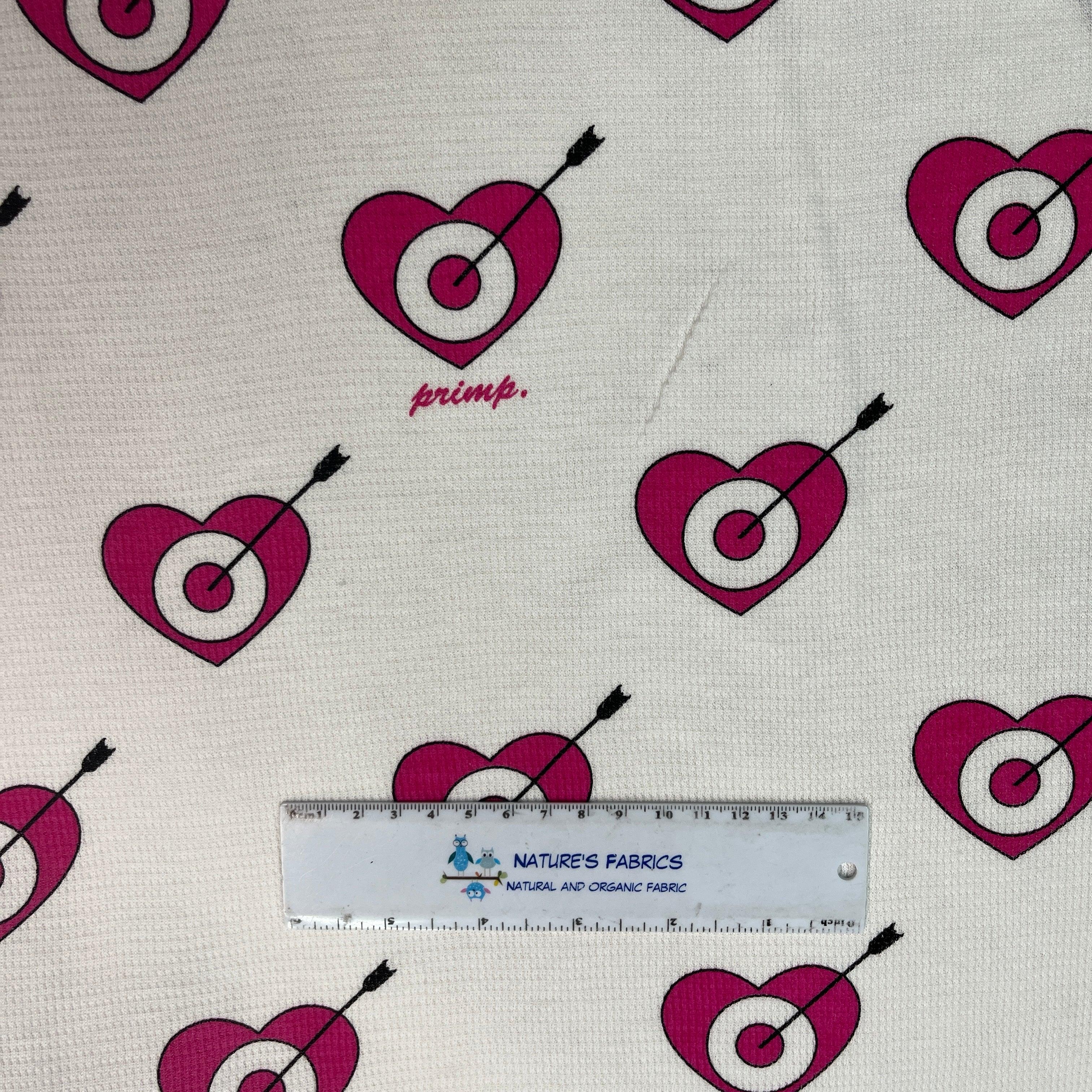 Image of Target Hearts on White Cotton Waffle Thermal Fabric