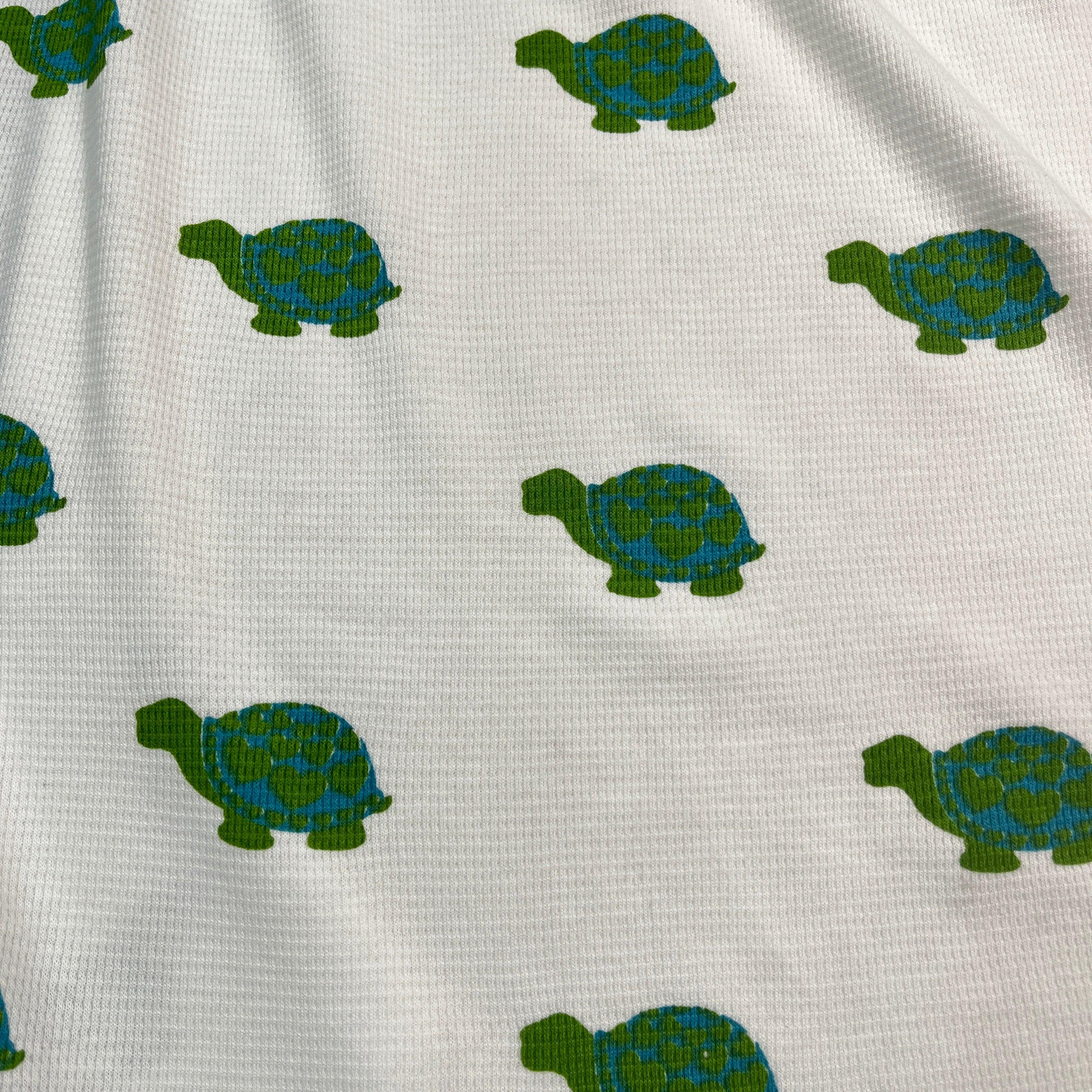 Image of Turtles on White Cotton Waffle Thermal Fabric