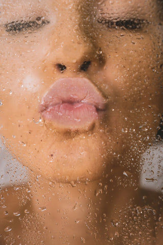 A woman pouting