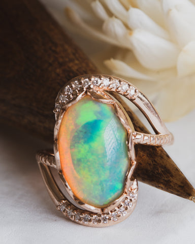 Dillon Rose opal custom engagement ring tulsa jewelry
