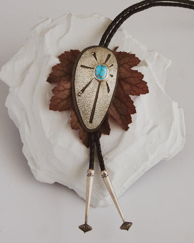 Silver, Gold and Turquoise Men's Bridal Jewelry Bolo Tie