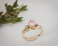 Diamond and Morganite Gold Engagement Ring Tulsa Jewelry