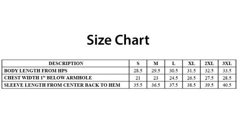 DBK adult hoodie - sizing chart