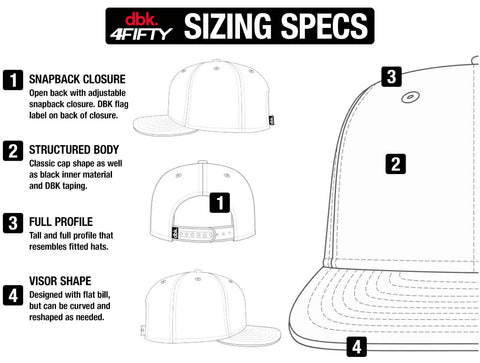 DBK 4Fifty sizing spec chart