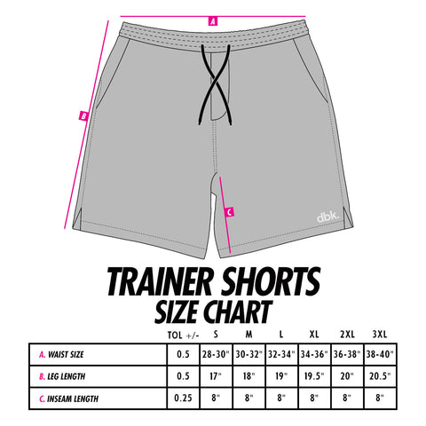 DBK Trainer Shorts - Size Chart