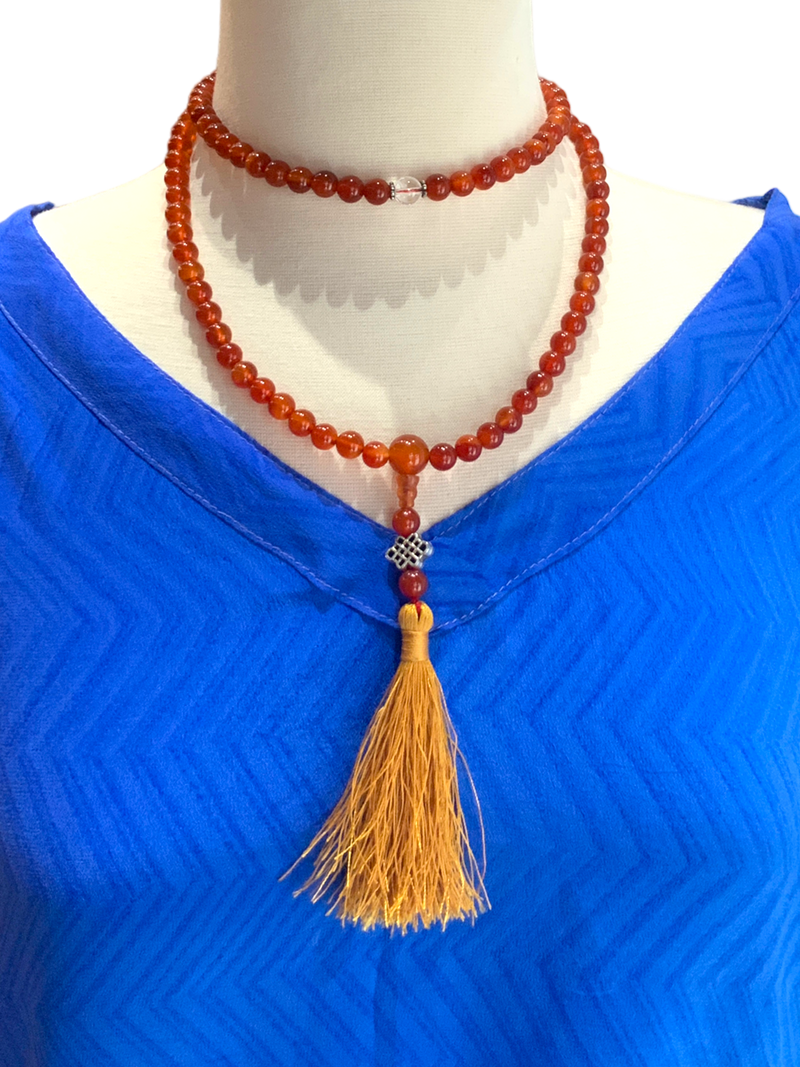 Carnelian And Crystal Meditation Mala