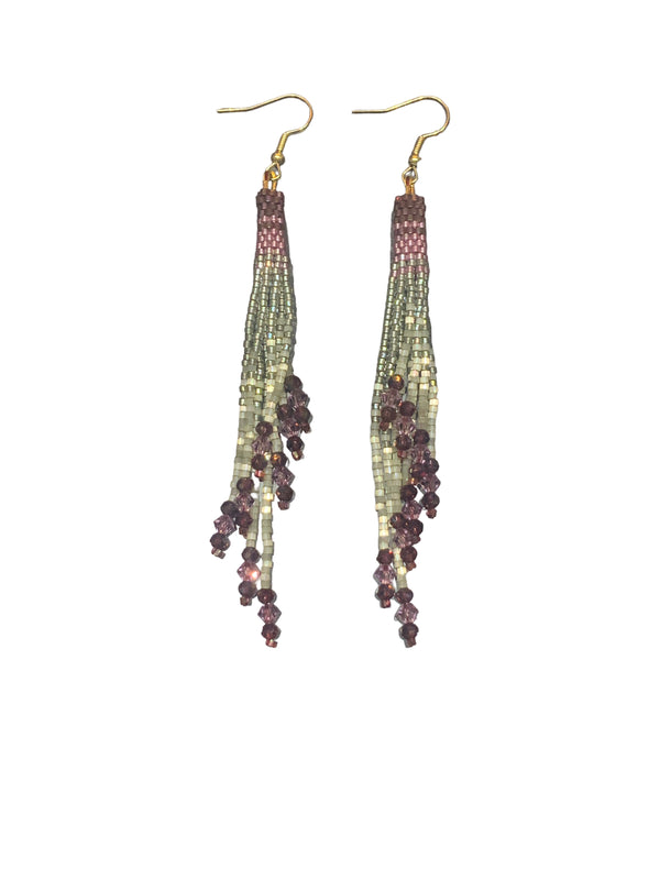 Orchid Mini Beaded Tassel Earrings