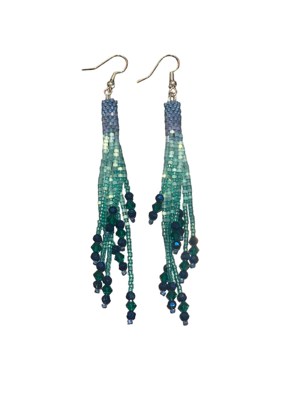 Ocean Mini Beaded Tassel Earrings