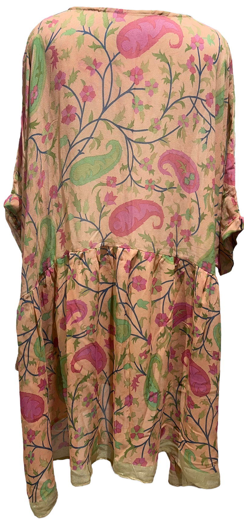 PRG2314 Elegant Parrot Sheer Pure Silk Boxy Babydoll Dress