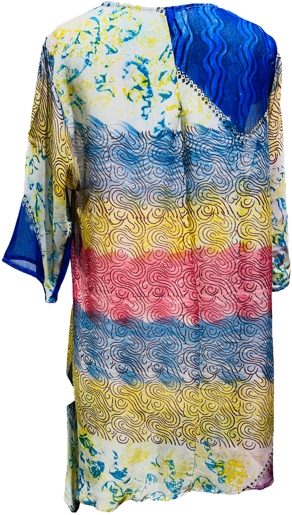 Shirley Julian Sheer Pure Silk Self Pocket Tunic Dress
