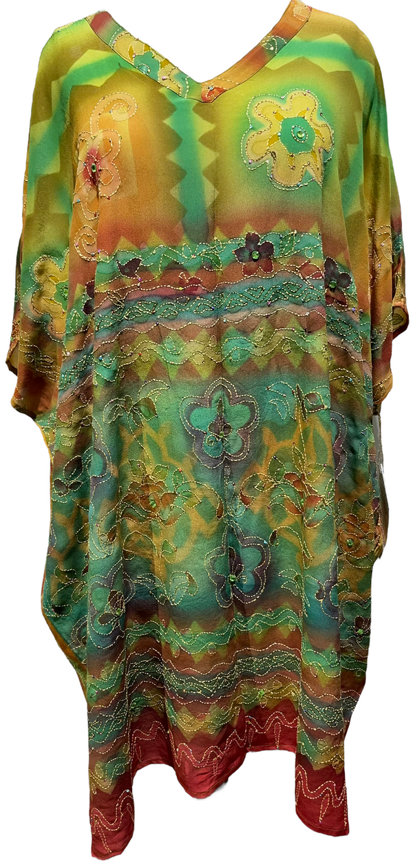 Louise Nevelson Pure Silk Midi Length Kaftan