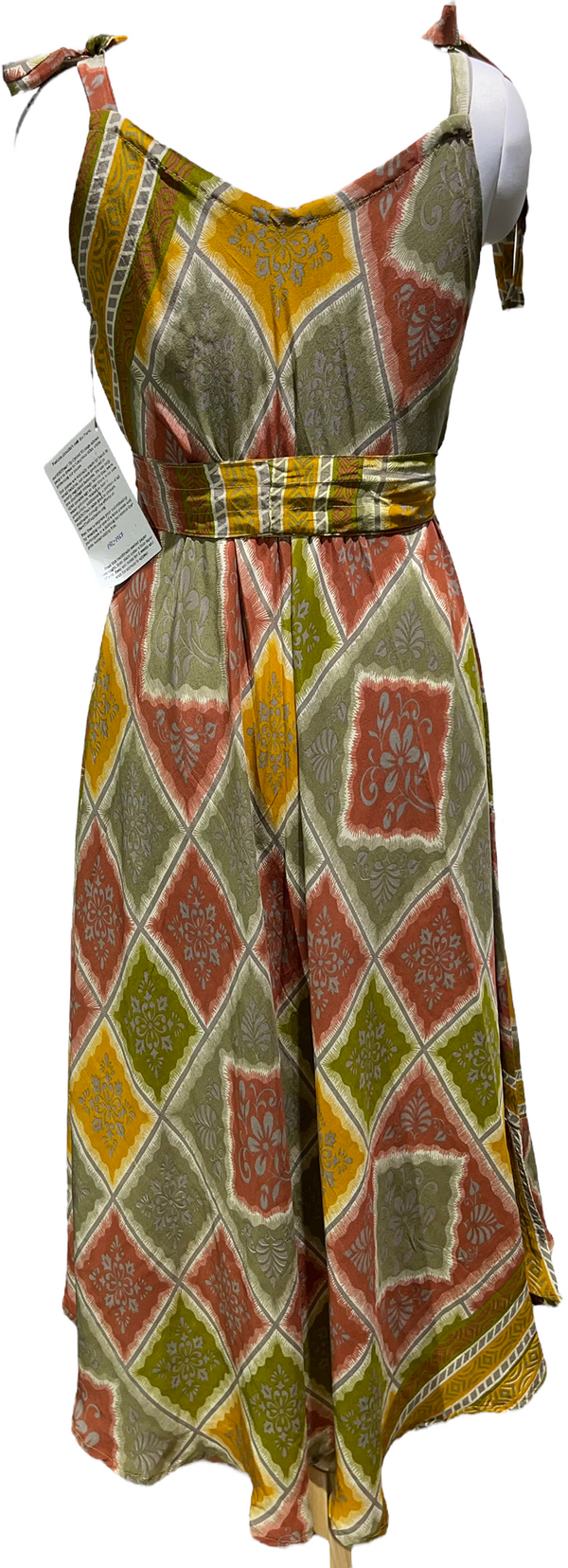PRC1967 Bay-Headed Tanager Pure Silk Maxi Dress with Belt