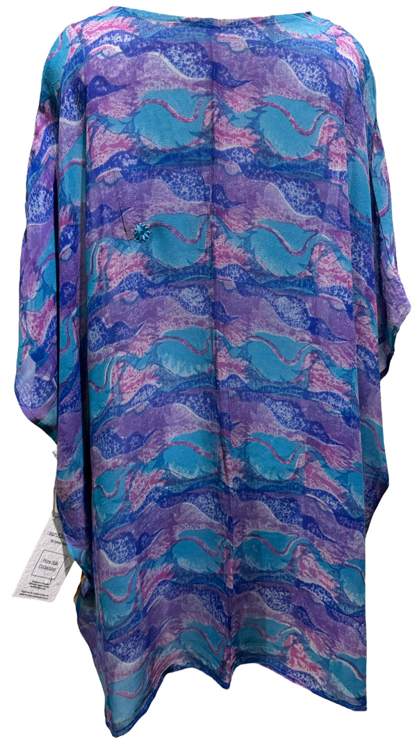 Amrita Sher-Gil Sheer Pure Silk Short Kaftan Tunic