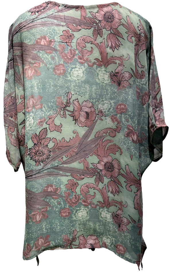 Eileen Aldridge Sheer Pure Silk Long Tunic with Side Ties