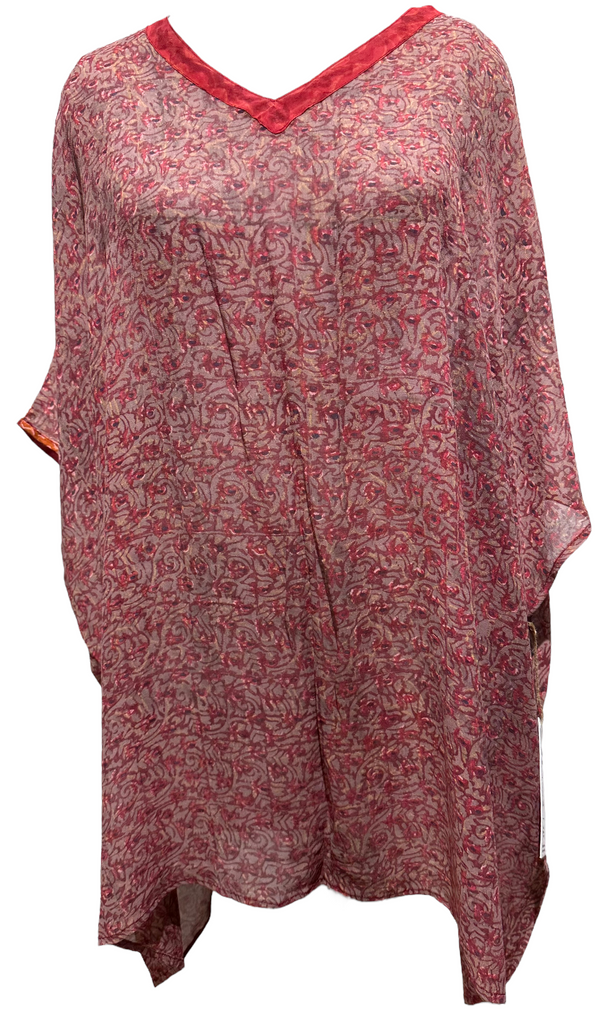 Ann Hunt Spencer Sheer Pure Silk Short Kaftan Tunic