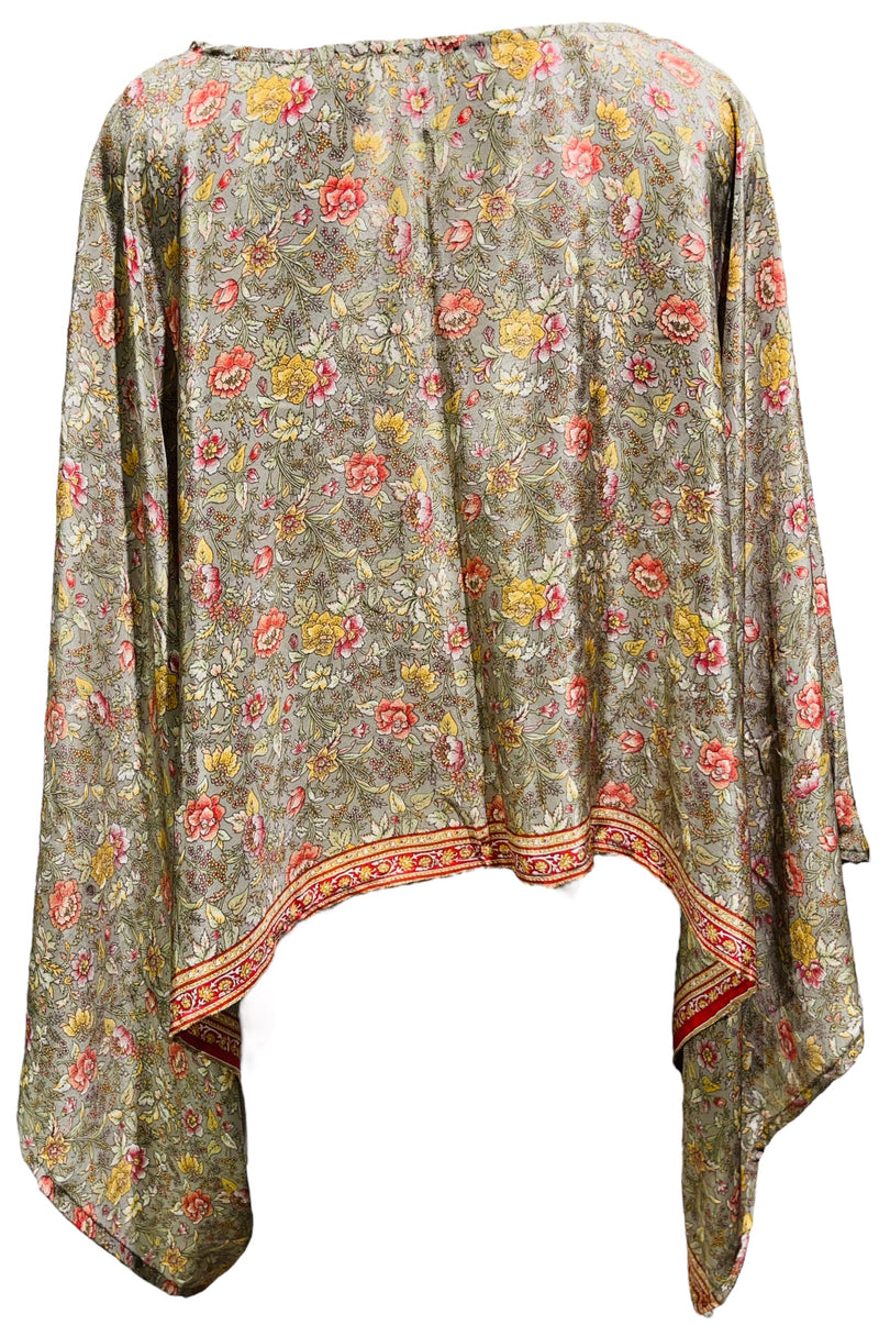 PRC3453 Nina Veselova Pure Silk Kimono-Sleeved Top