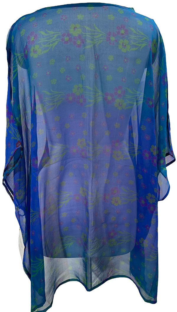 PRG1232 Sheer Pure Silk Short Kaftan Tunic - chiangmaicctv slow fashion bryn walker linen Hamilton sustainable fashion gifts sari not sari Hamilton Fair trade  Ethical  Artisan made  Zero waste  Up-cycled Slow Fashion  Handmade  GTA Toronto Copper Pure Upcycled vintage silk handmade recycled recycle copper pure silk travel clothing hamilton vacation cruisewear resortwear bathing suit bathingsuit vacation etsy silk clothing gifts gift dress top pants linen bryn walker alive intentions kaarigar elephants