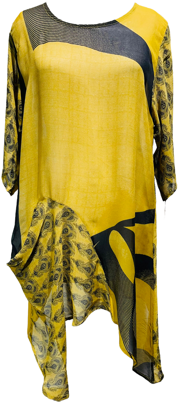 Chien-Ying Chang Sheer Pure Silk Self Pocket Tunic Dress