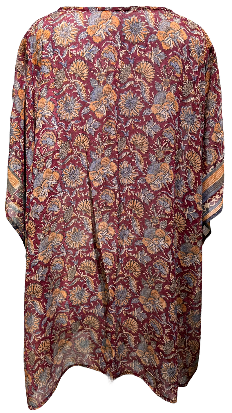 Selma Burke Sheer Pure Silk Short Kaftan Tunic