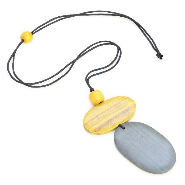 Long Mustard Double Oval Tinted Necklace - chiangmaicctv slow fashion bryn walker linen Hamilton sustainable fashion gifts sari not sari Hamilton Fair trade  Ethical  Artisan made  Zero waste  Up-cycled Slow Fashion  Handmade  GTA Toronto Copper Pure Upcycled vintage silk handmade recycled recycle copper pure silk travel clothing hamilton vacation cruisewear resortwear bathing suit bathingsuit vacation etsy silk clothing gifts gift dress top pants linen bryn walker alive intentions kaarigar elephants
