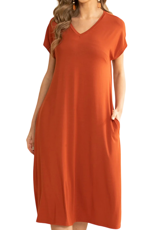 Cinnamon Bamboo Long T-Shirt Dress