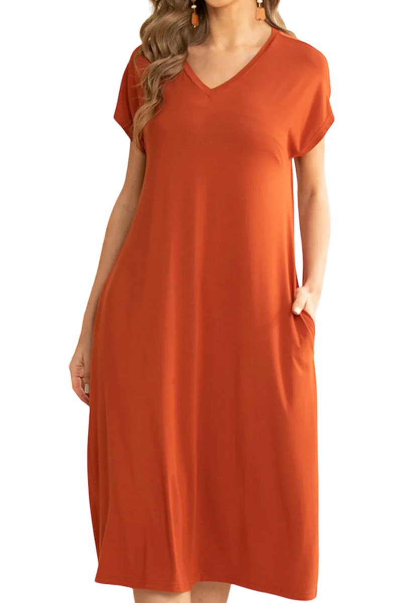 Cinnamon Bamboo Long T-Shirt Dress