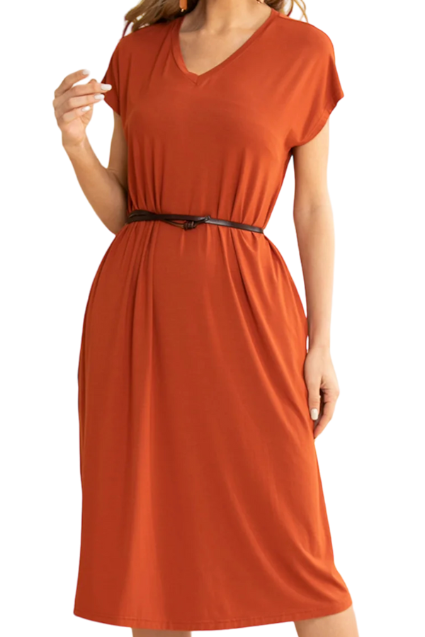 Cinnamon Bamboo Long T-Shirt Dress