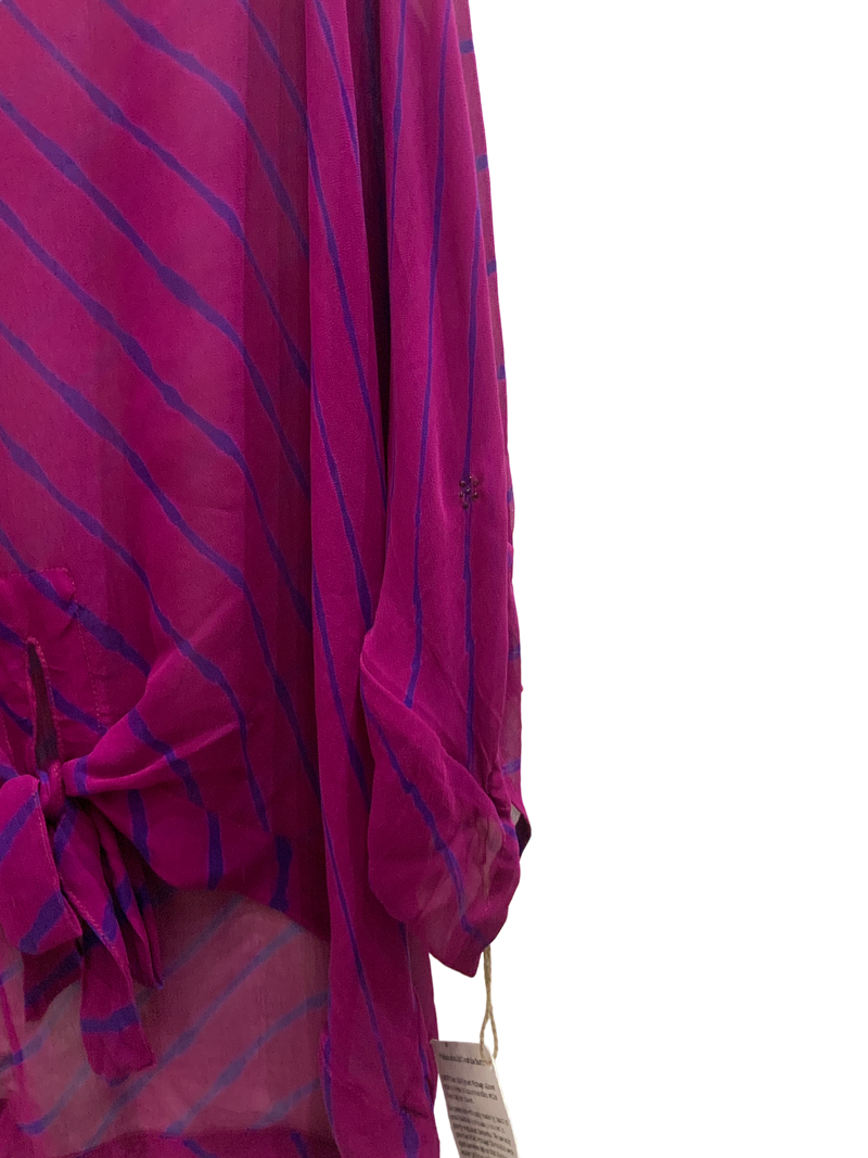 Margaret Bourke-White Sheer Pure Silk Front Tie Top