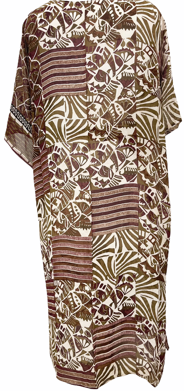 Raika Sheer Long Pure Silk Kimono-Sleeved Duster with Belt