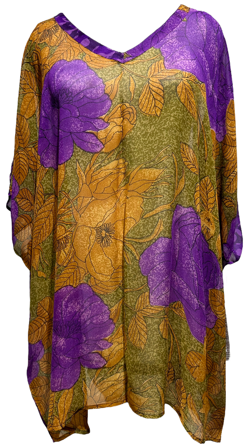 Frances Blakemore Sheer Pure Silk Short Kaftan Tunic
