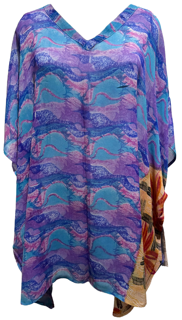 Amrita Sher-Gil Sheer Pure Silk Short Kaftan Tunic