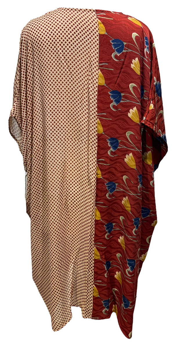 PRC2548 Giant Wood Rail Pure Silk Midi Length Kaftan