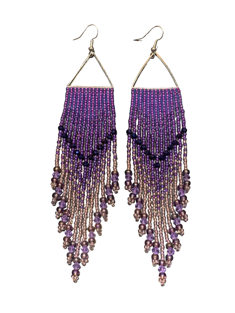 Feeling Purple Large Triangle Fringe Earrings