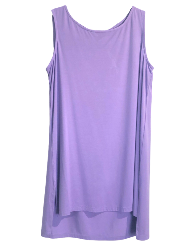 Lilac Bamboo Short Slit Hi Lo Tank Top