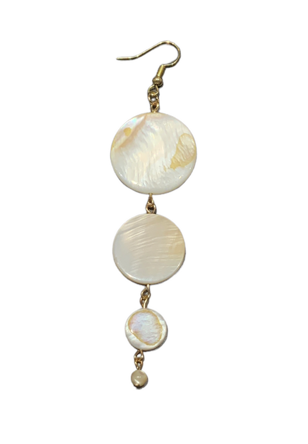 Shell Chandelier 4 Tier Earrings - Goldtone with short bead