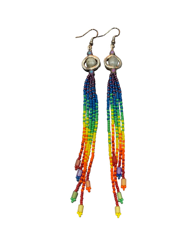 Bright Rainbow Mini Shoulder Duster Earrings