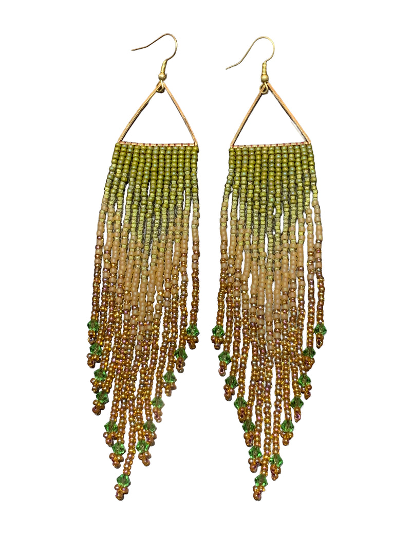 Melon Dew Large Triangle Fringe Earrings